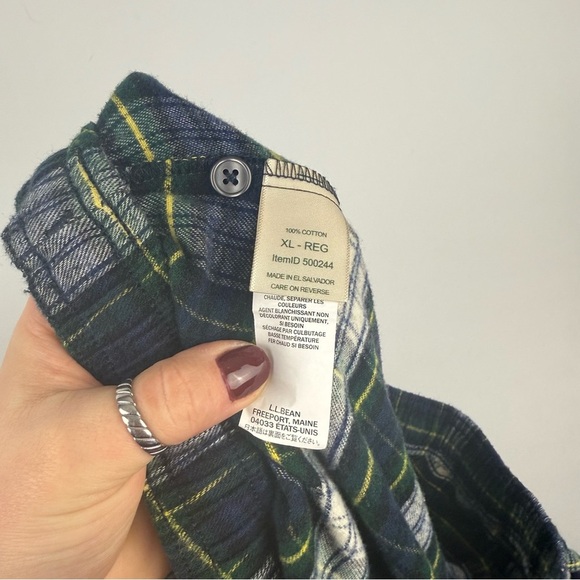 L.L.Bean Men’s Scotch Plaid Flannel PJ Pants – Navy & Green Plaid – Size XL Reg - Picture 4 of 5
